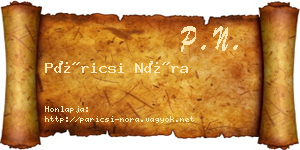 Páricsi Nóra névjegykártya